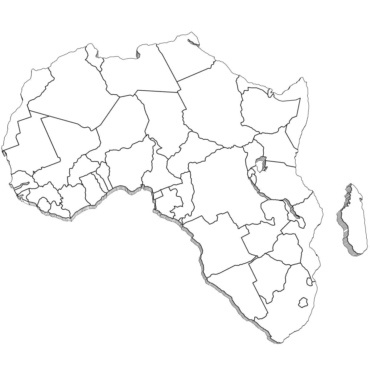 Политическая карта Африки раскраска